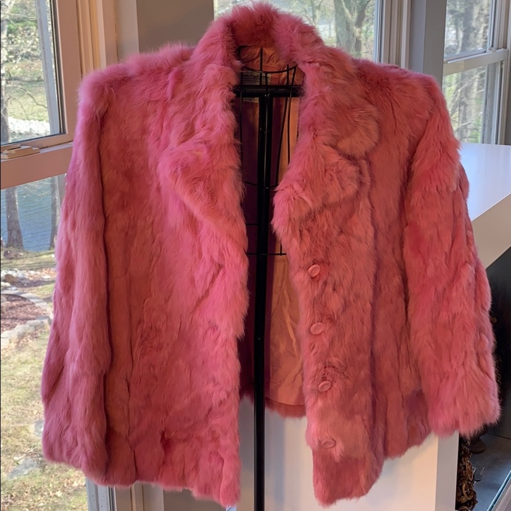 Heirloom Pink Rabbit Fur No Defects Intact Lining - Picture 5 of 7